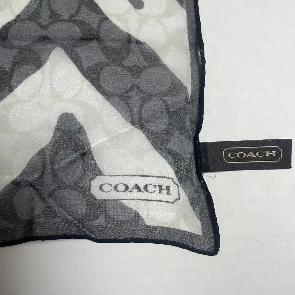 NWOT Coach signature black/white 100% silk zebra print scarf PRICE FIRM - Picture 6 of 10